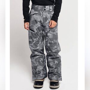 Obermeyer Parker Ski Pants Gray Camo Boy's M 10-12  Snowboarding Fully Insulated